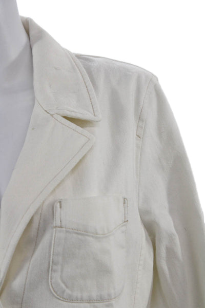 Ines De La Fressange x Uniqlo Womens Blazer White Cotton Linen Collared Size M