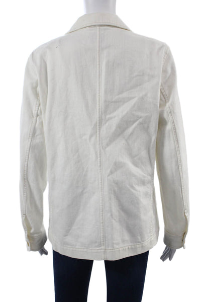 Ines De La Fressange x Uniqlo Womens Blazer White Cotton Linen Collared Size M