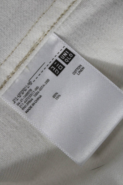 Ines De La Fressange x Uniqlo Womens Blazer White Cotton Linen Collared Size M