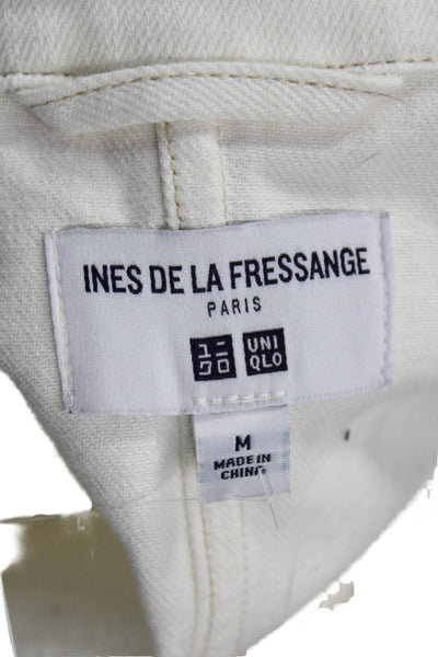 Ines De La Fressange x Uniqlo Womens Blazer White Cotton Linen Collared Size M