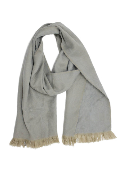 Shupaca Womens Alpaca Knitted Fringe Fold Over Scarf Gray Brown 80"x11"