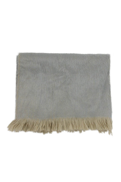 Shupaca Womens Alpaca Knitted Fringe Fold Over Scarf Gray Brown 80"x11"