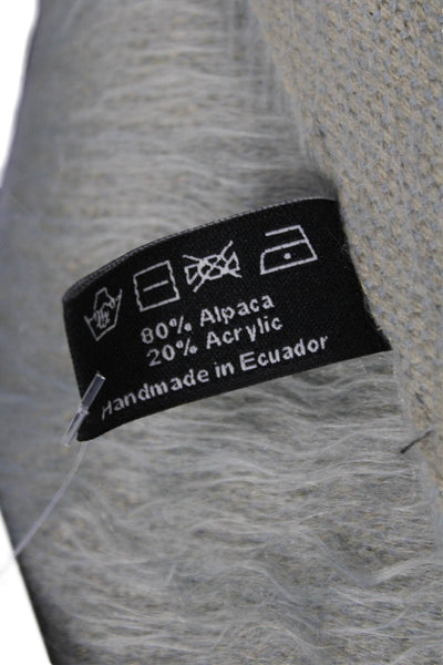 Shupaca Womens Alpaca Knitted Fringe Fold Over Scarf Gray Brown 80"x11"