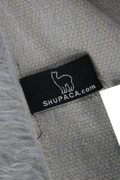 Shupaca Womens Alpaca Knitted Fringe Fold Over Scarf Gray Brown 80"x11"