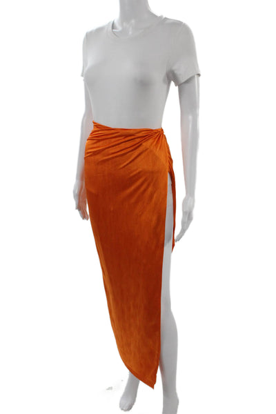 Superdown Women Orange Maxi Wrap Skirt Size XS