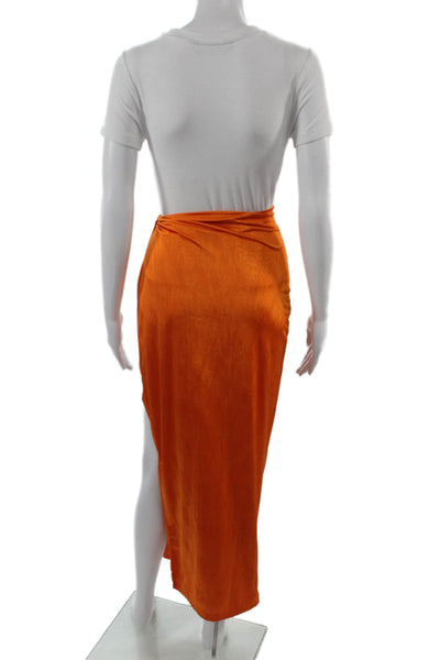 Superdown Women Orange Maxi Wrap Skirt Size XS