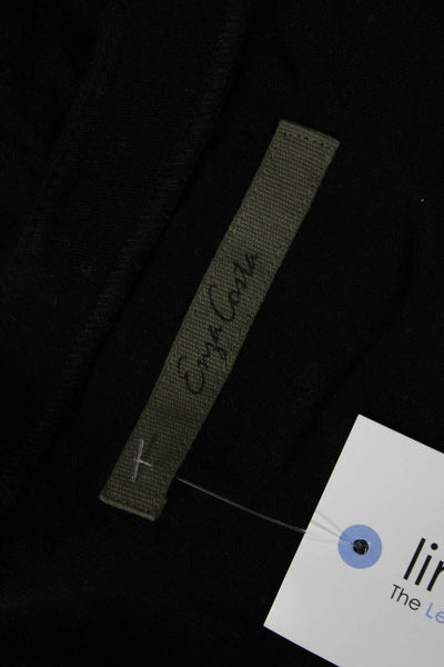 Enza Costa Womens Basic Lace Up Long Sleeve Round Neck Top Black Size M