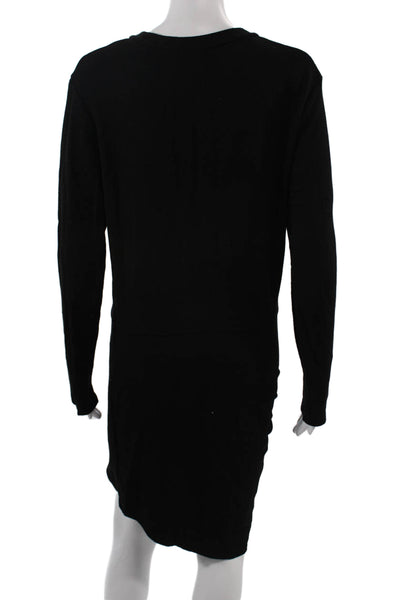 Monrow Womens Sweater Dress Black V Neck Long Sleeve Size L