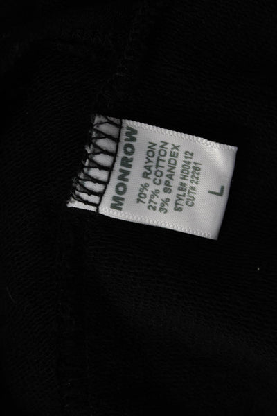 Monrow Womens Sweater Dress Black V Neck Long Sleeve Size L