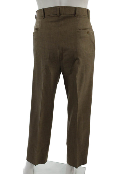 Brooks Brothers Mens Dress Pants Brown Wool Solid Button Classic Size 35