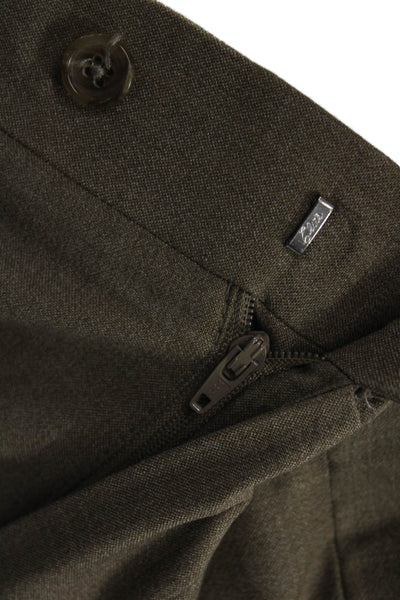 Brooks Brothers Mens Dress Pants Brown Wool Solid Button Classic Size 35
