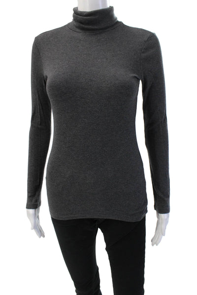 Splendid Womens Basic Long Sleeve Turtleneck Dark Gray Pima Modal Size S