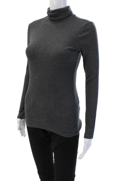 Splendid Womens Basic Long Sleeve Turtleneck Dark Gray Pima Modal Size S