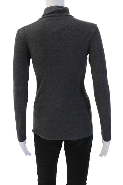 Splendid Womens Basic Long Sleeve Turtleneck Dark Gray Pima Modal Size S