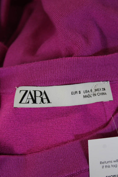 Zara Women Pullover Sweater Pink Crew Neck Long Sleeve Nylon Blend Size S