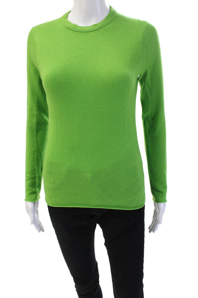 J Crew Unisex Green 100% Cashmere Pullover Sweater Crew Neck Long Sleeve Size S