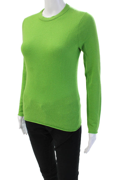 J Crew Unisex Green 100% Cashmere Pullover Sweater Crew Neck Long Sleeve Size S