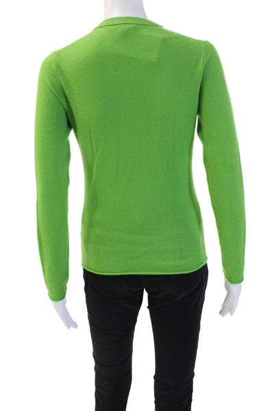 J Crew Unisex Green 100% Cashmere Pullover Sweater Crew Neck Long Sleeve Size S