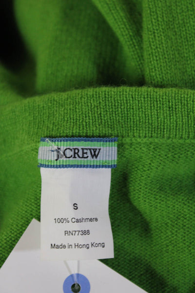 J Crew Unisex Green 100% Cashmere Pullover Sweater Crew Neck Long Sleeve Size S