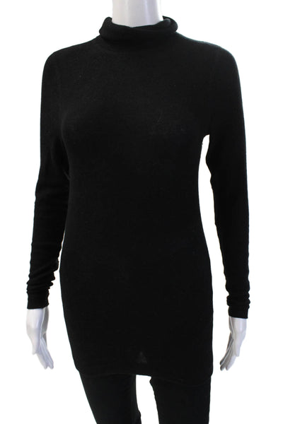 Three Dots Unisex Black Mock Neck Pullover Sweater Long Sleeve Tencel Size XS