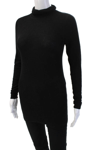 Three Dots Unisex Black Mock Neck Pullover Sweater Long Sleeve Tencel Size XS