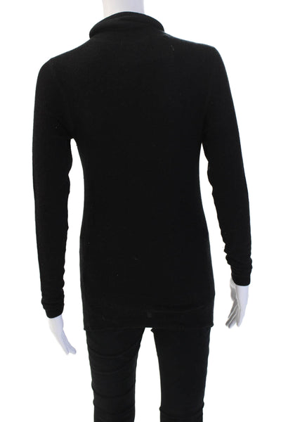 Three Dots Unisex Black Mock Neck Pullover Sweater Long Sleeve Tencel Size XS