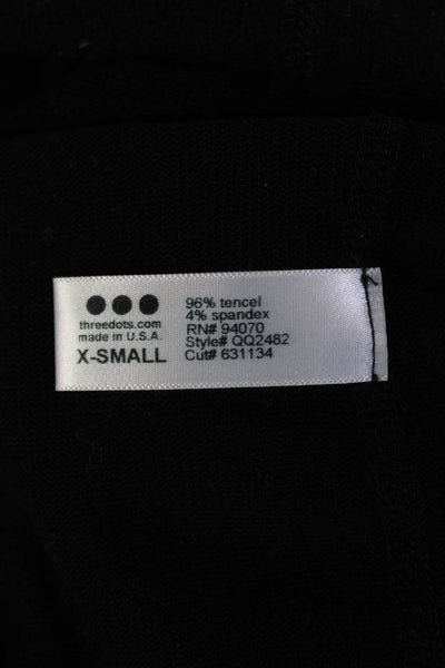 Three Dots Unisex Black Mock Neck Pullover Sweater Long Sleeve Tencel Size XS