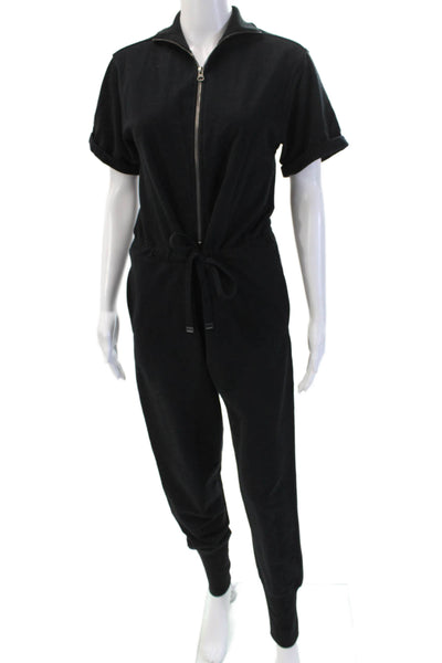 Sundays Womens Jumpsuit V Neck Short Sleeve Black Size S