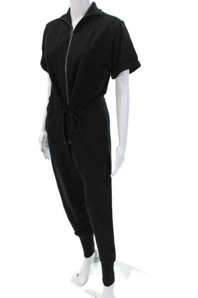 Sundays Womens Jumpsuit V Neck Short Sleeve Black Size S