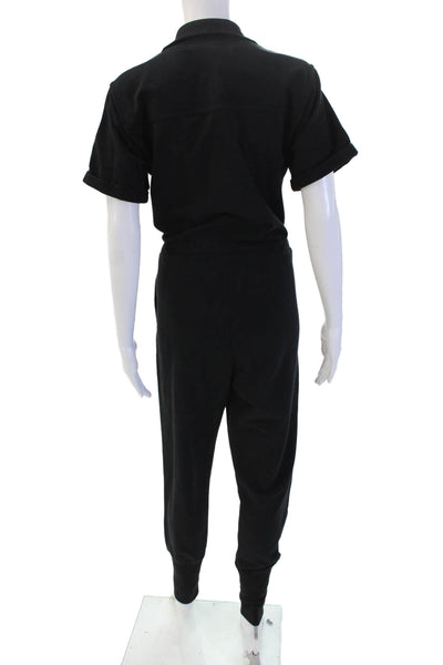 Sundays Womens Jumpsuit V Neck Short Sleeve Black Size S