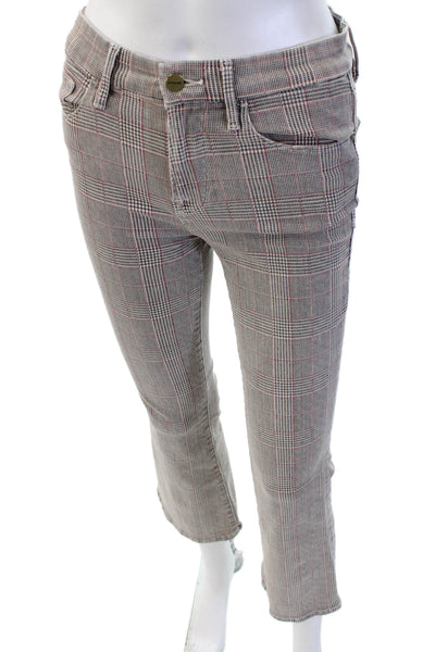 Frame Womens Cropped Plaid Gray Pants Cotton Blend Size 25