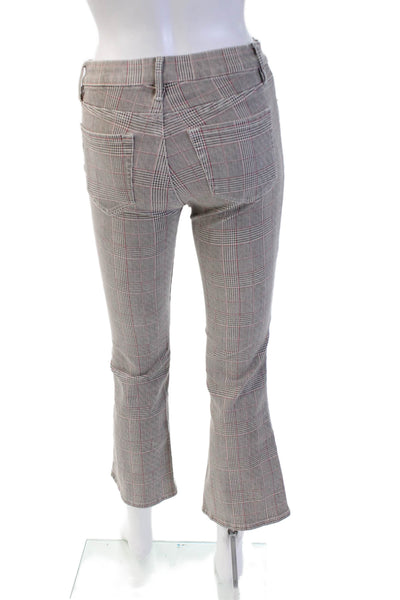 Frame Womens Cropped Plaid Gray Pants Cotton Blend Size 25