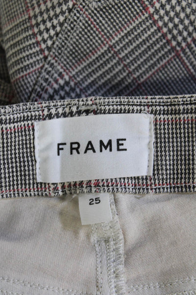 Frame Womens Cropped Plaid Gray Pants Cotton Blend Size 25