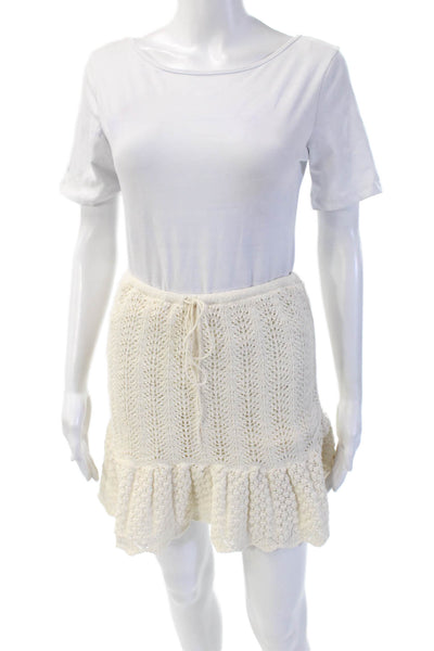 Zara Women Mini Peasant Skirt Beige Poly Cotton Blend Size S