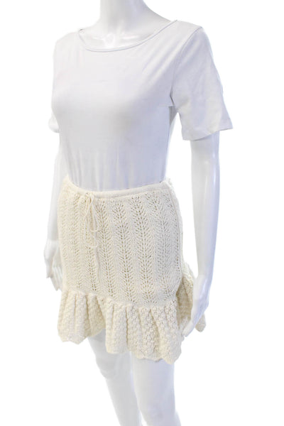 Zara Women Mini Peasant Skirt Beige Poly Cotton Blend Size S