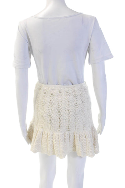 Zara Women Mini Peasant Skirt Beige Poly Cotton Blend Size S