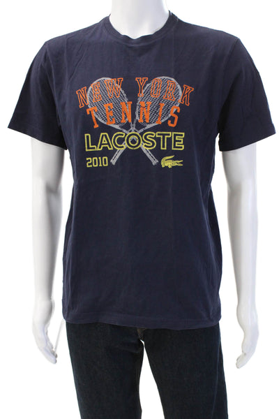 Lacoste Mens Dark Blue Graphic Crew Neck Short Sleeve Cotton T-Shirt Size M