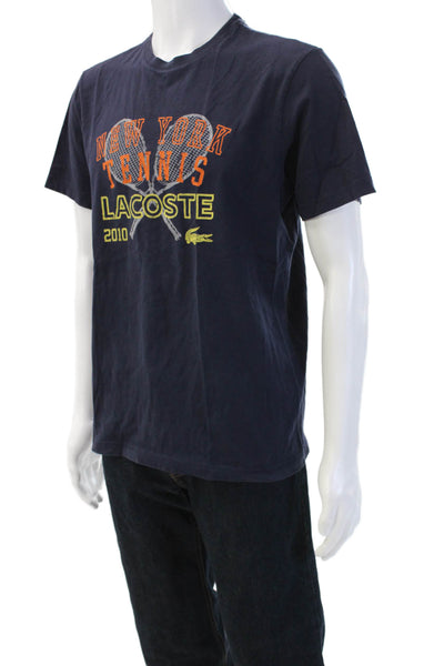 Lacoste Mens Dark Blue Graphic Crew Neck Short Sleeve Cotton T-Shirt Size M