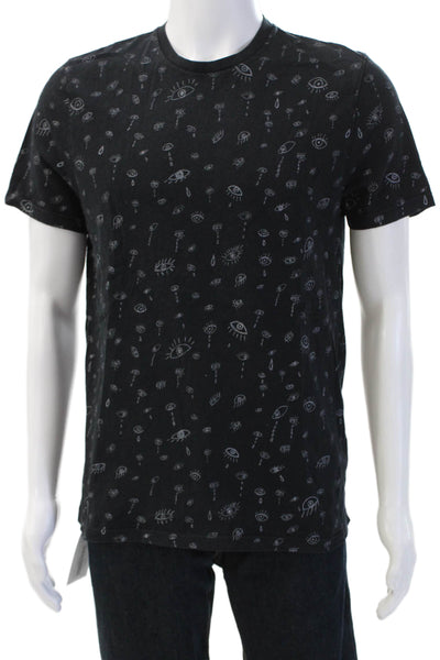 Topman Mens Black Graphic Art Cotton Crew Neck Short Sleeve T-Shirt Size M