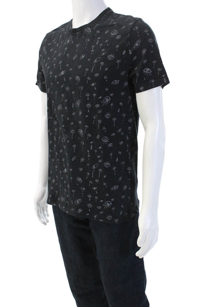Topman Mens Black Graphic Art Cotton Crew Neck Short Sleeve T-Shirt Size M