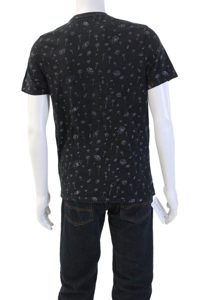 Topman Mens Black Graphic Art Cotton Crew Neck Short Sleeve T-Shirt Size M
