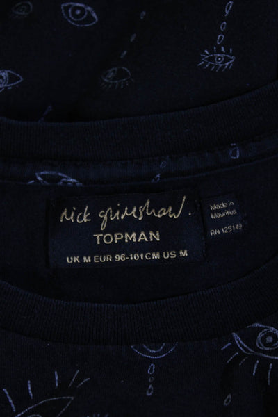 Topman Mens Black Graphic Art Cotton Crew Neck Short Sleeve T-Shirt Size M