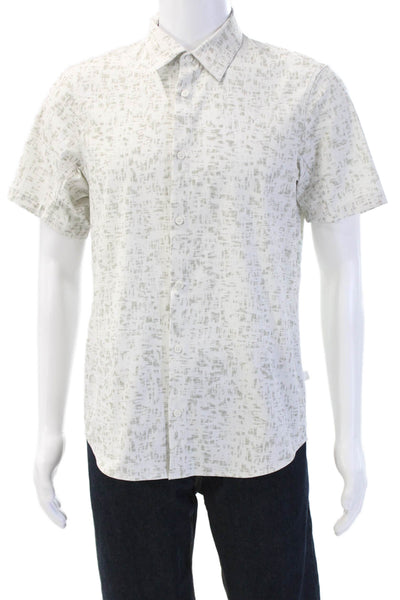 Lululemon Mens Point Collar Button-Up Short Sleeve Beige Shirt Size M