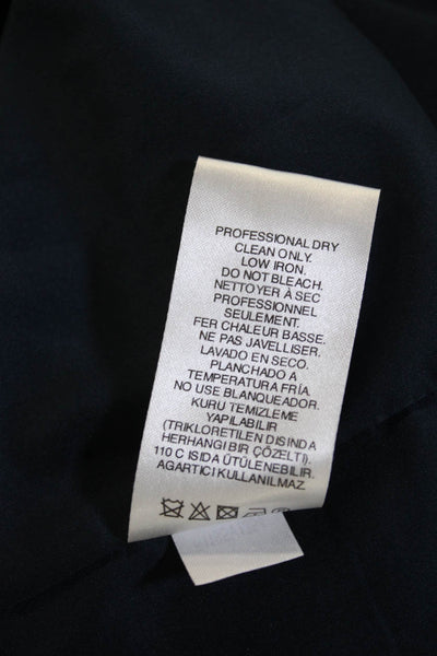 Tibi Women Shift Midi Dark Blue Long Sleeve High Neck Dress Size 6