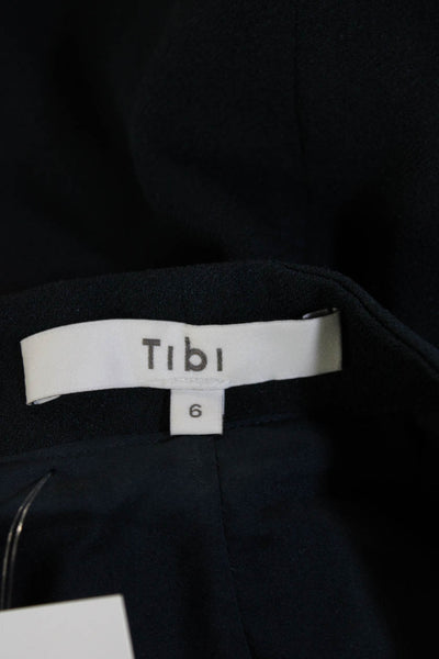 Tibi Women Shift Midi Dark Blue Long Sleeve High Neck Dress Size 6