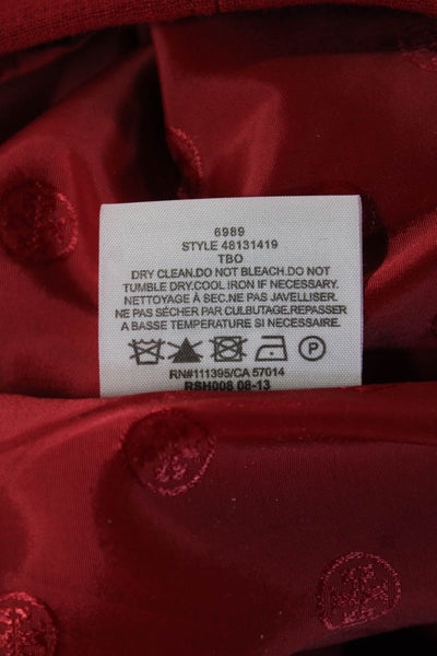 Tory Burch Womens Sheath Dress Red Wool Blend Sleeveless Midi Crew Neck Size 10
