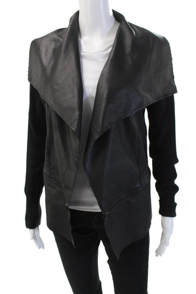 Kenneth Cole Womens Black Cotton Zip Long Sleeve Jacket Size XS
