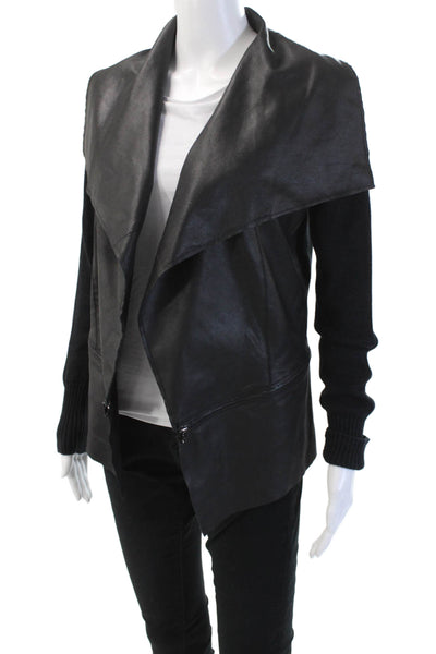 Kenneth Cole Womens Black Cotton Zip Long Sleeve Jacket Size XS