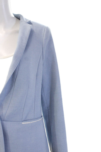 Soia & Kyo Women Light Blue V Neck Long Sleeve Petite Blazer Button Size S