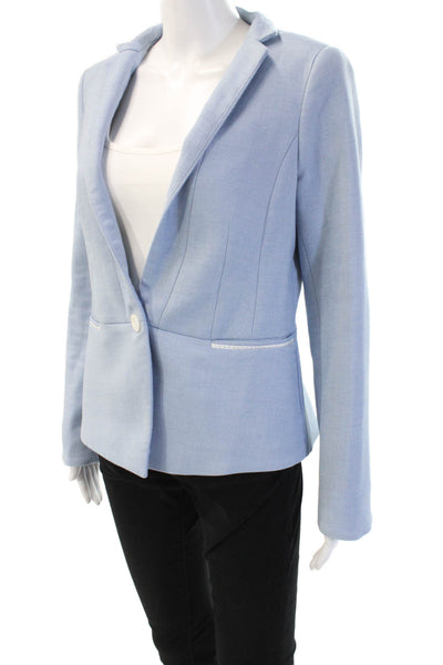 Soia & Kyo Women Light Blue V Neck Long Sleeve Petite Blazer Button Size S